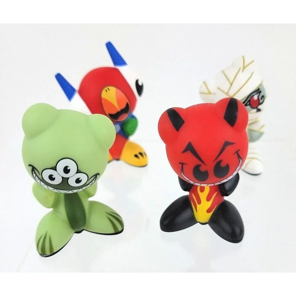 Lot Of 4 U.B. Funkeys Radical Vinyl Figures 3 Inch Computer Game Toys